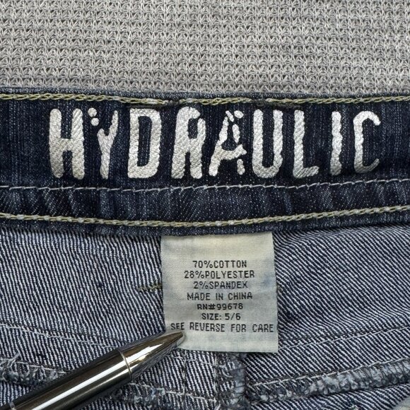 Hydraulic Womens Blue Distressed Denim Capri Jeans Low Rise Straight Size 5/6 - Picture 5 of 12